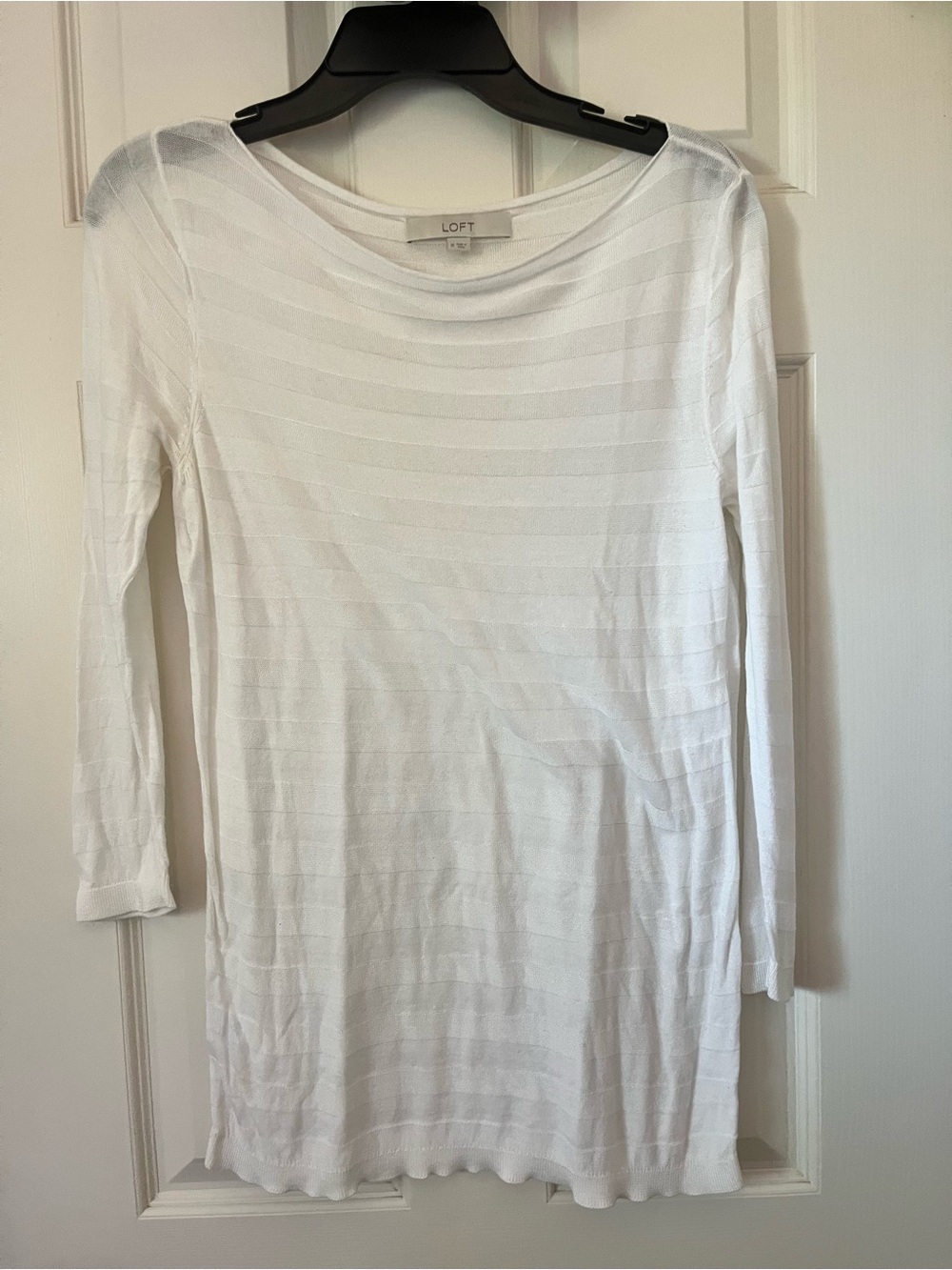 ann taylor LOFT women’s white striped lightweight long sleeve top